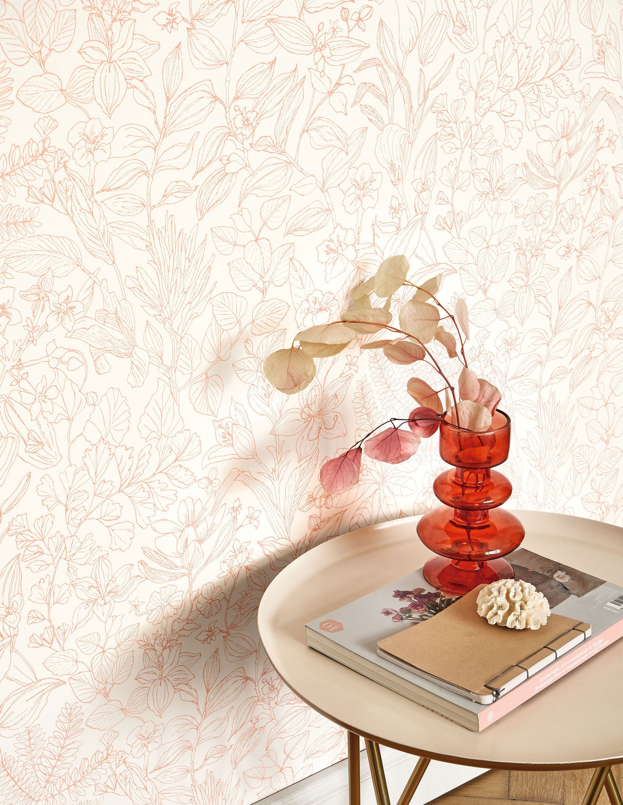 Esquisse Corail Gardens Wallpaper by Casadeco
