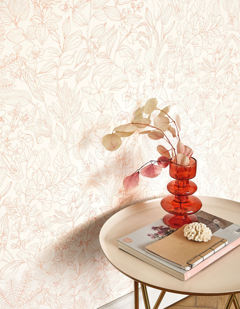 Esquisse Corail Gardens Wallpaper by Casadeco