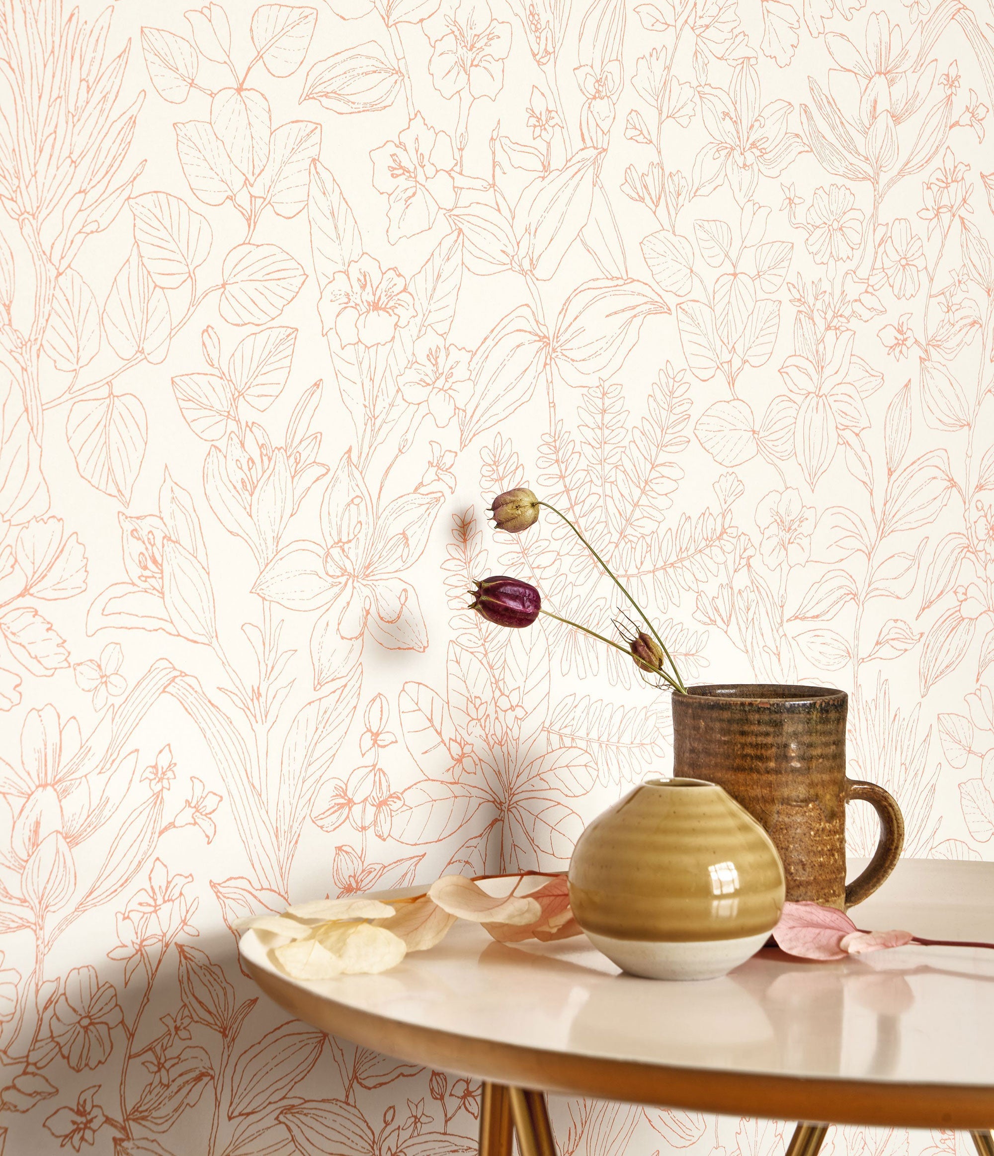 Esquisse Corail Gardens Wallpaper by Casadeco