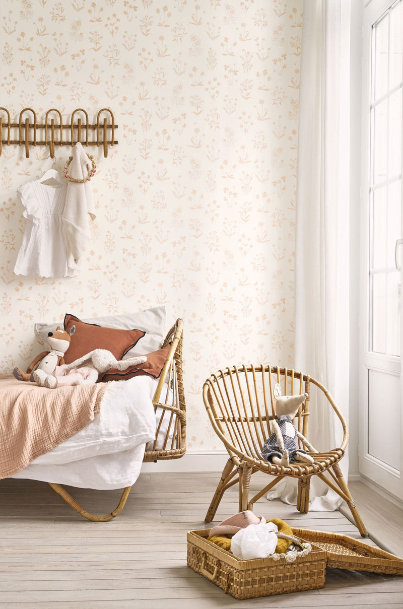 Herbier Rose Nude Gardens Wallpaper by Casadeco