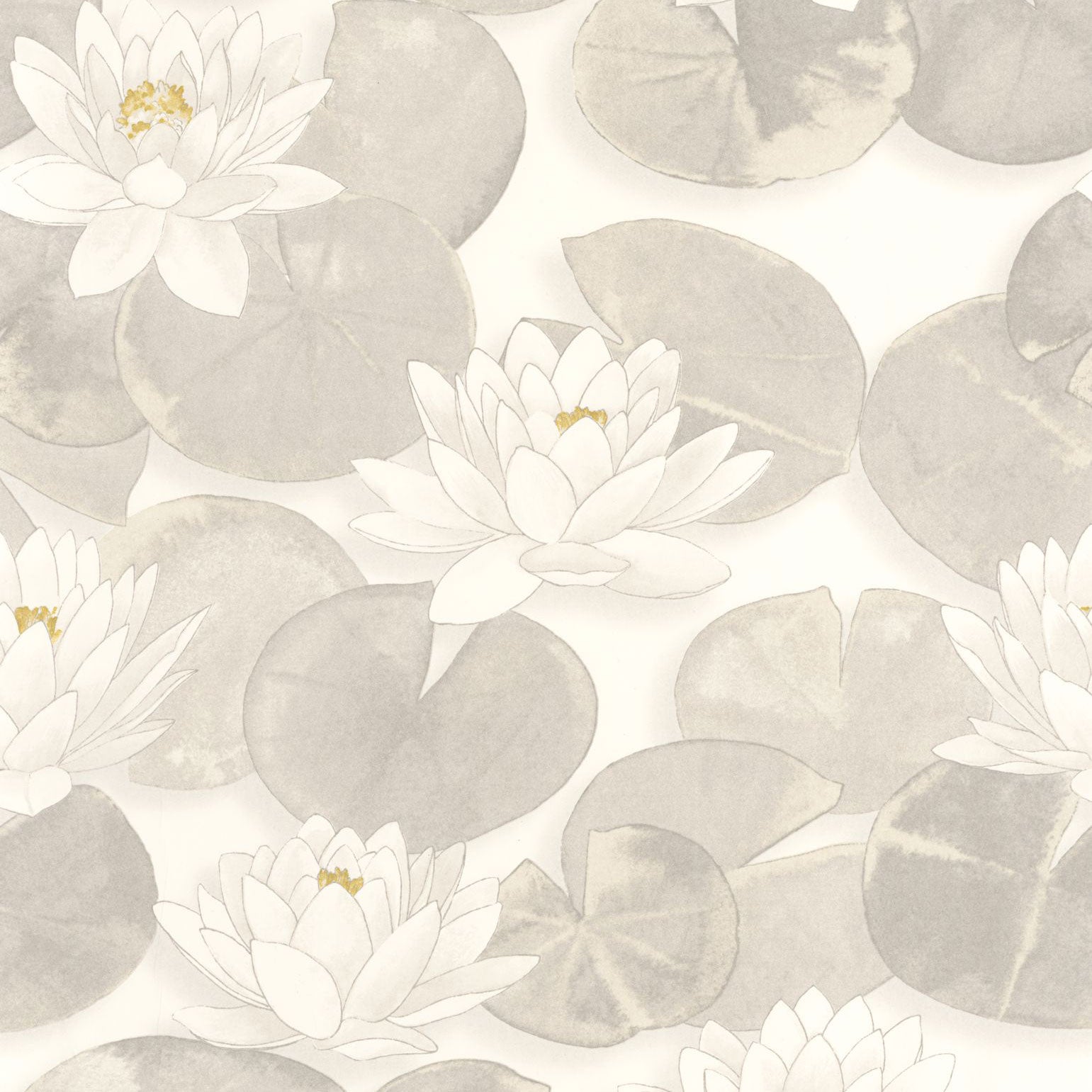 Nymphea Blanc Coton Gardens Wallpaper by Casadeco