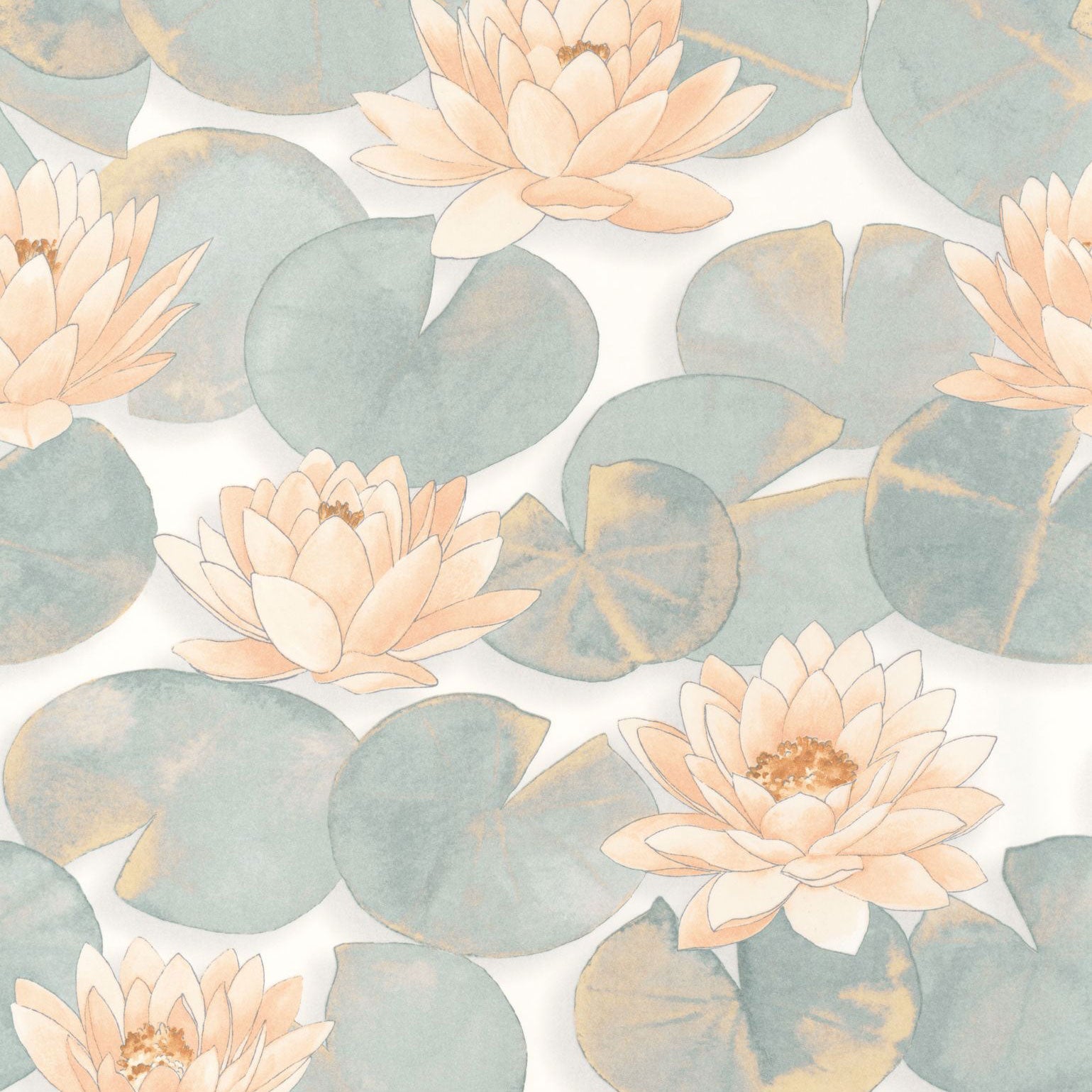 Nymphea Corail Gardens Wallpaper by Casadeco