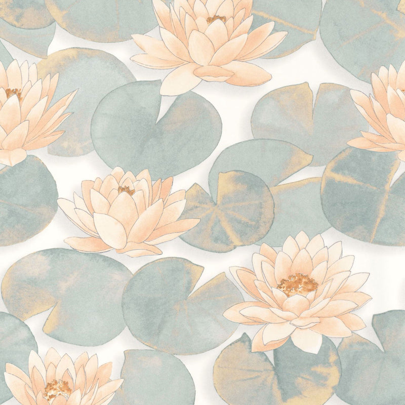 Nymphea Corail Gardens Wallpaper by Casadeco