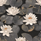 Nymphea Noir Fusain Gardens Wallpaper by Casadeco