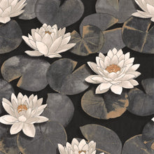 Nymphea Noir Fusain Gardens Wallpaper by Casadeco