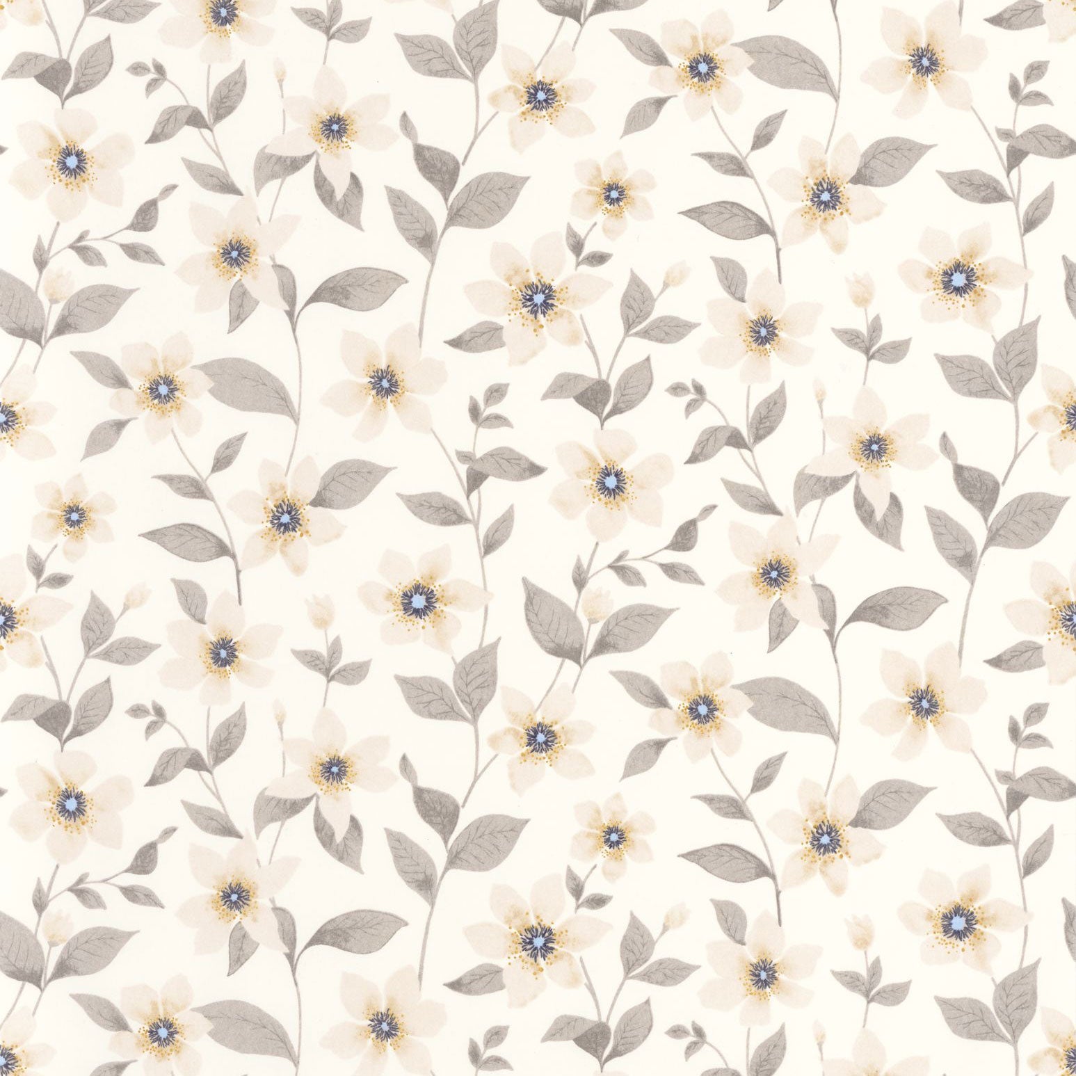 Clematites Beige Lin Gardens Wallpaper by Casadeco