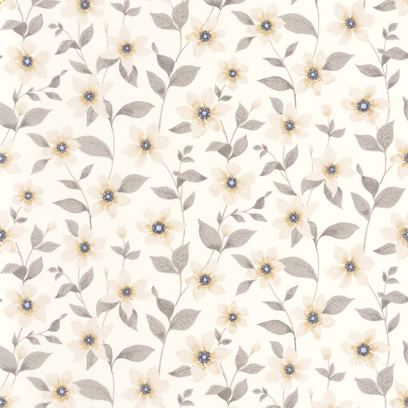 Clematites Beige Lin Gardens Wallpaper by Casadeco