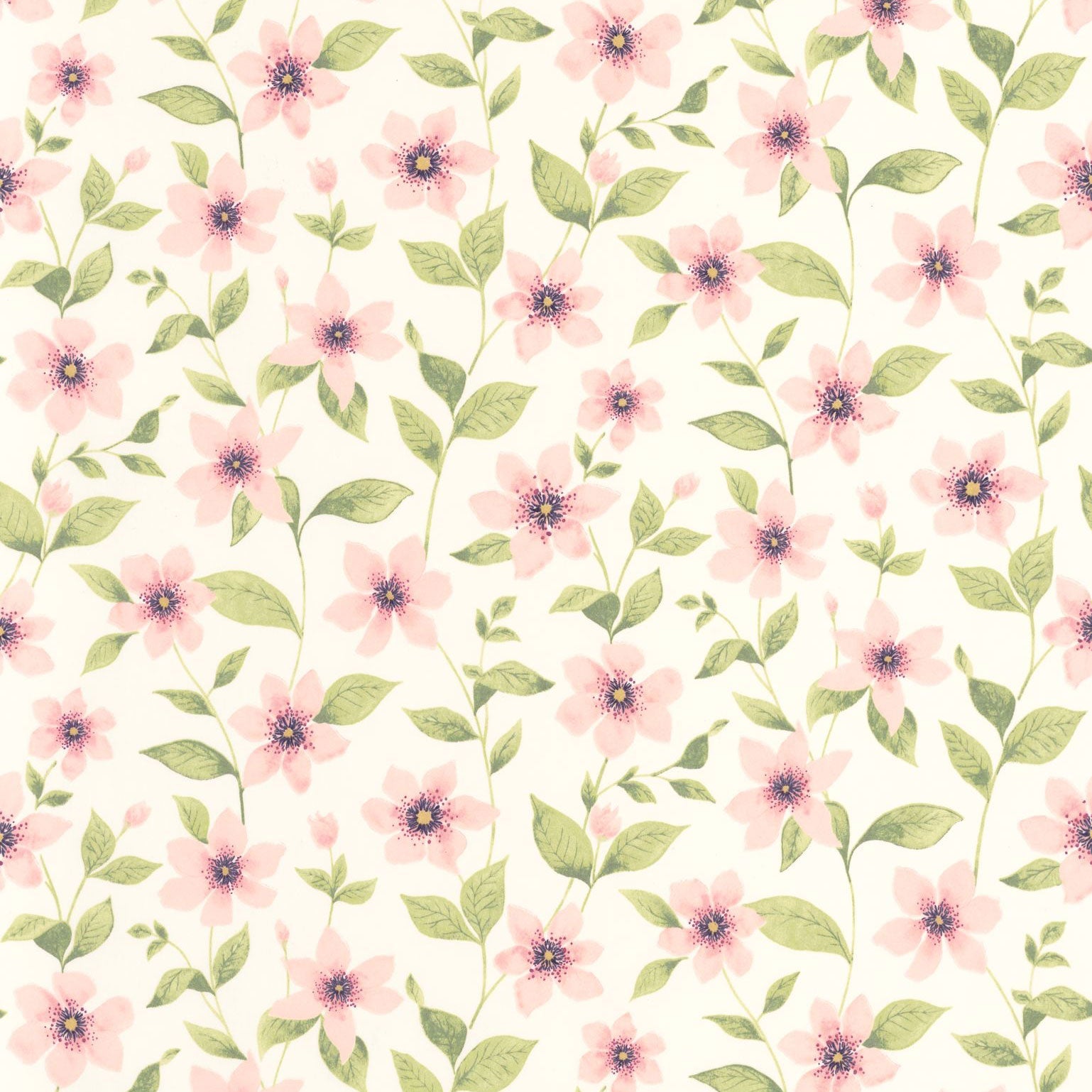 Clematites Rose Anglais Gardens Wallpaper by Casadeco