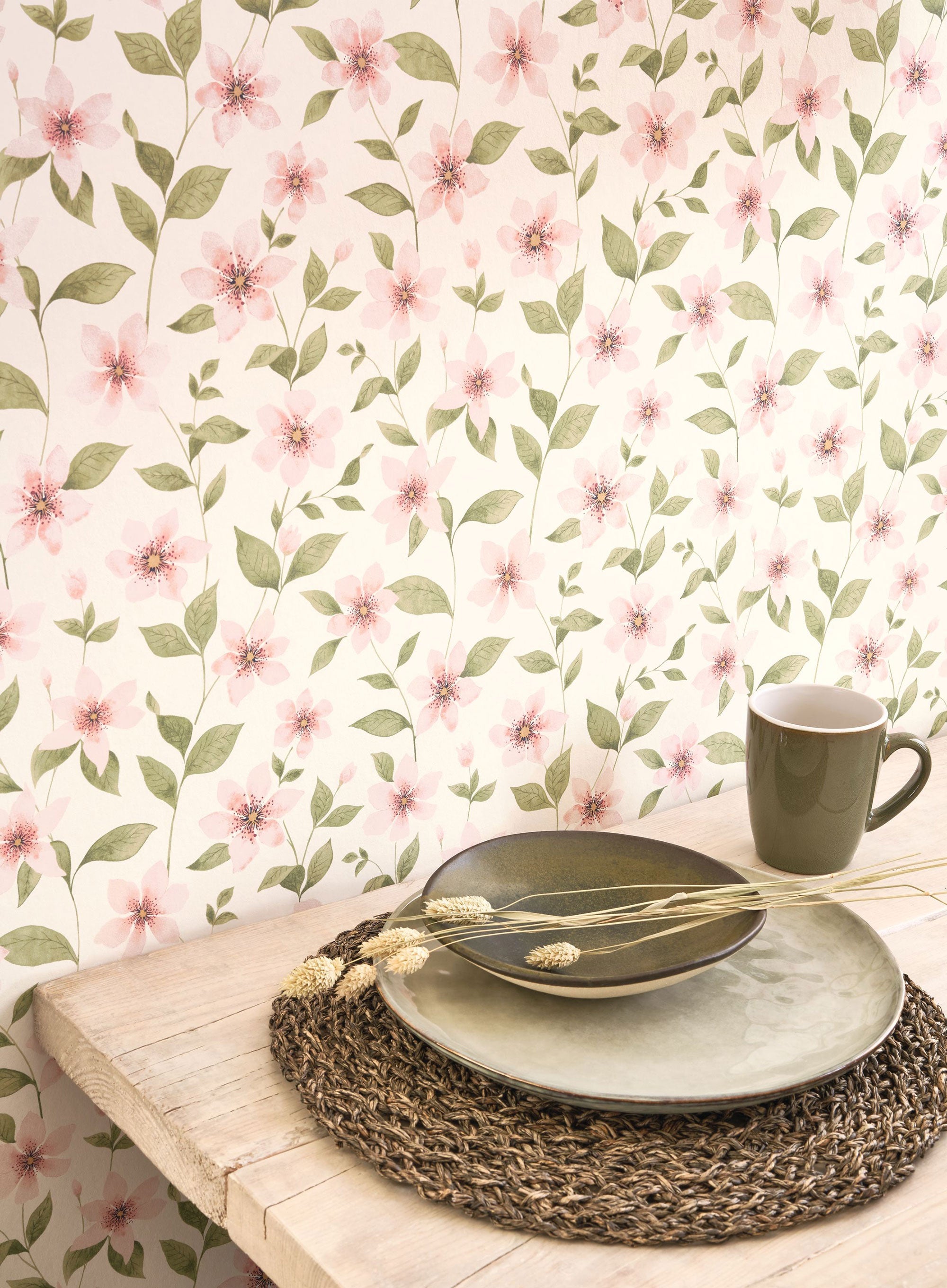 Clematites Rose Anglais Gardens Wallpaper by Casadeco