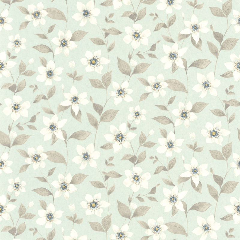Clematites Bleu Grise Gardens Wallpaper by Casadeco