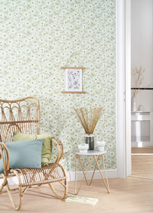 Clematites Bleu Grise Gardens Wallpaper by Casadeco