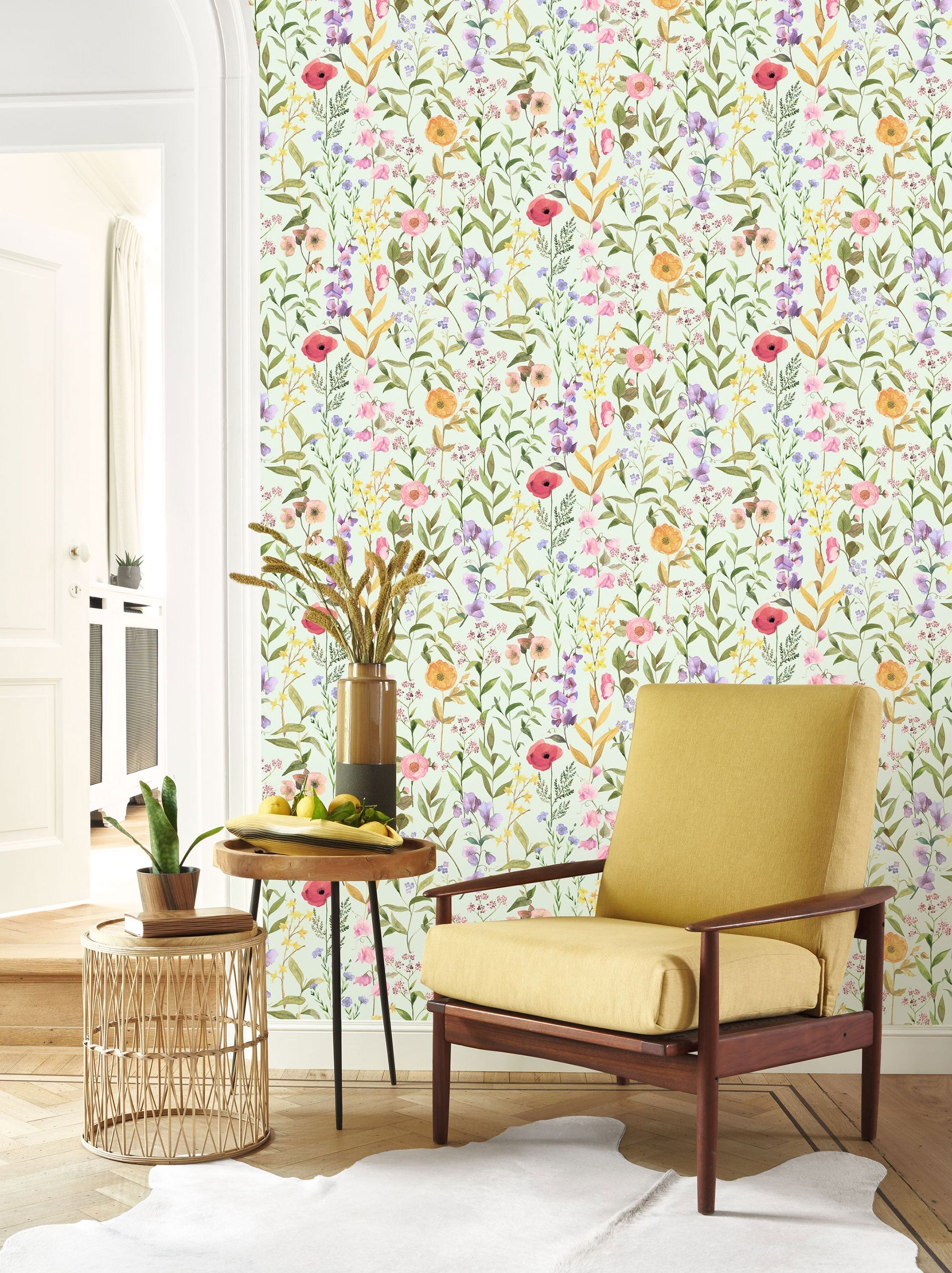 Fleurs Des Champs Bleu Doux Le Beau Jardin Wallpaper by Casadeco