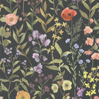 Fleurs Des Champs Noir Fusain Gardens Wallpaper by Casadeco
