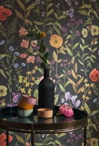 Fleurs Des Champs Noir Fusain Gardens Wallpaper by Casadeco