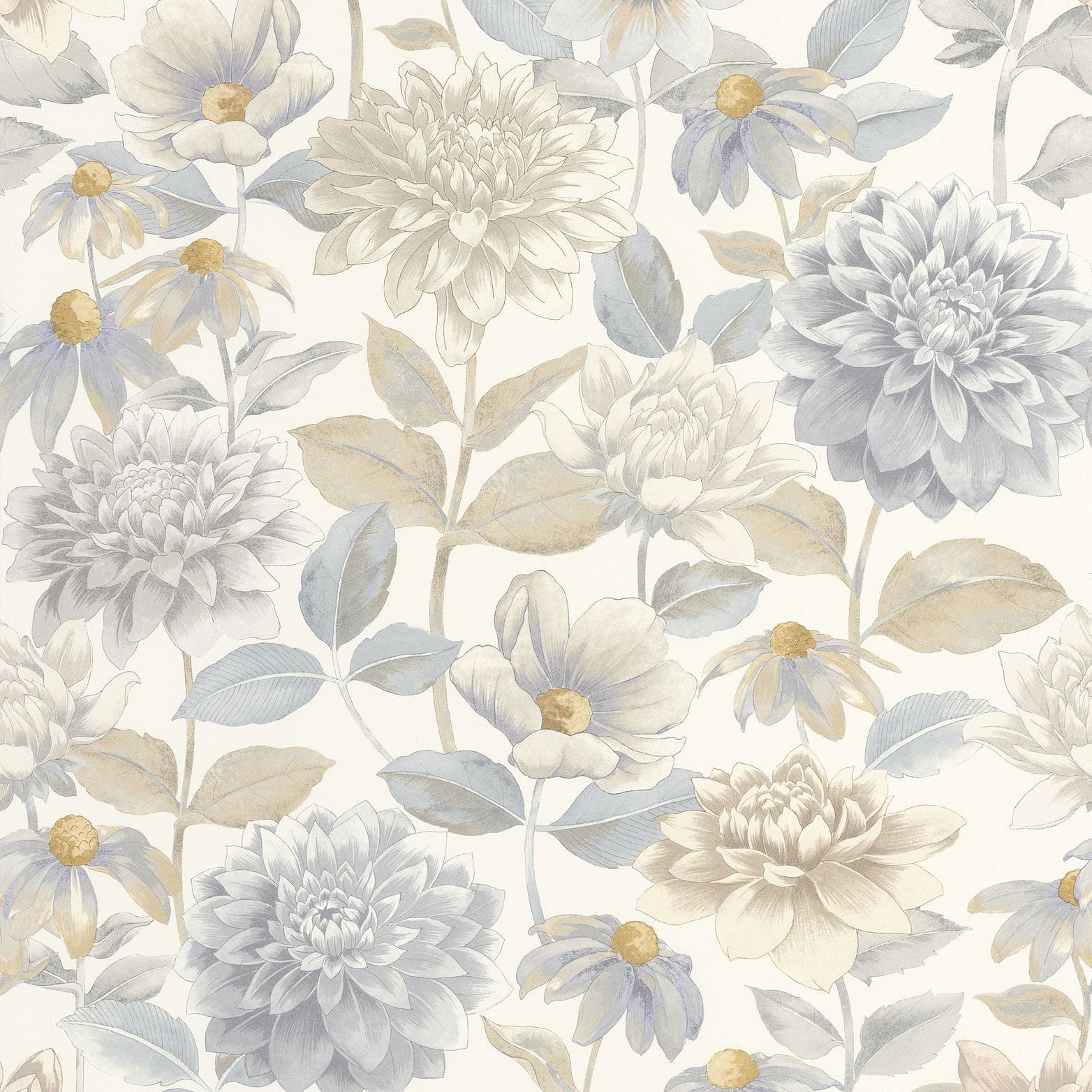Dahlia Beige Lin Gardens Wallpaper by Casadeco