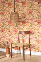 Dahlia Rose Nude Gardens Wallpaper by Casadeco