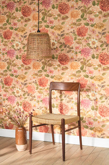 Dahlia Rose Nude Gardens Wallpaper by Casadeco
