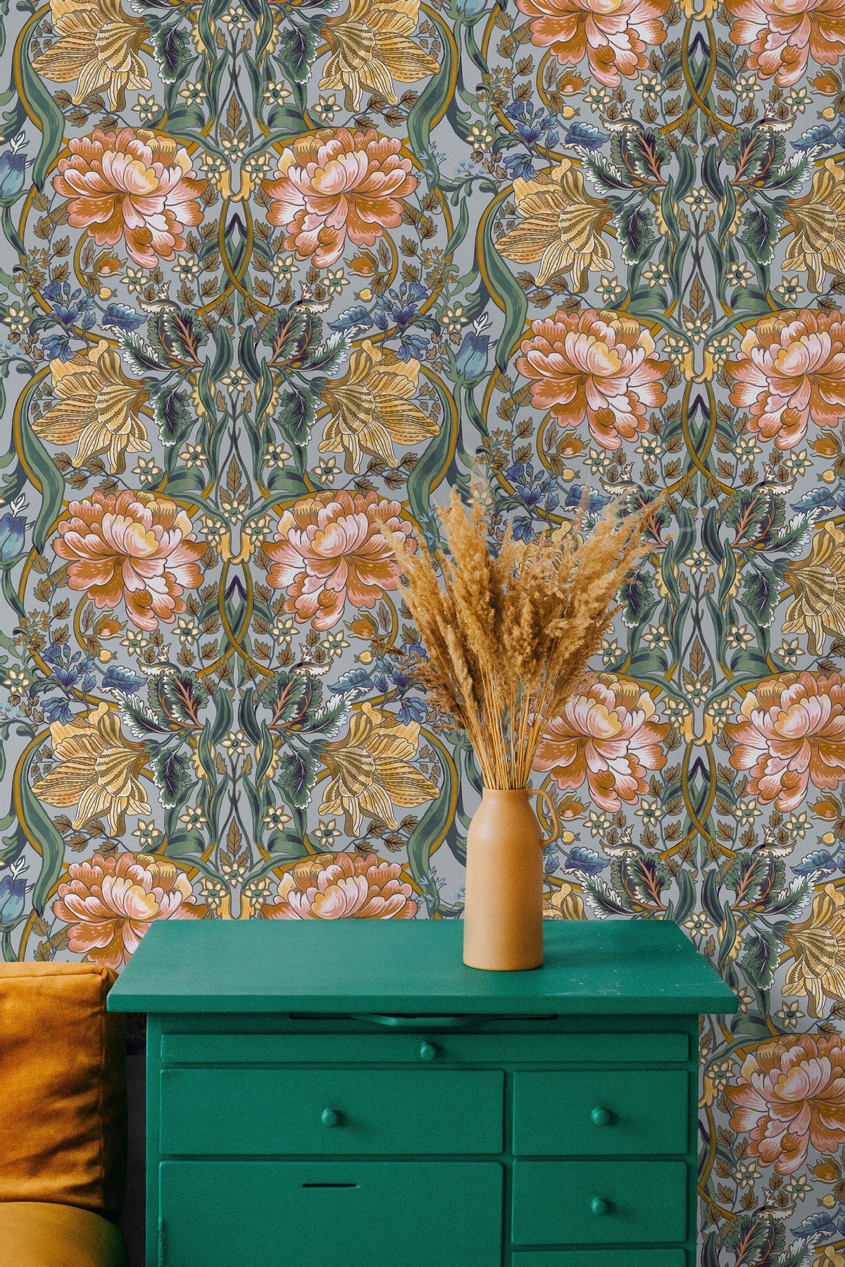 8800011 Belle-epoque Blue Metamorphosis Wallpaper by Coordonné