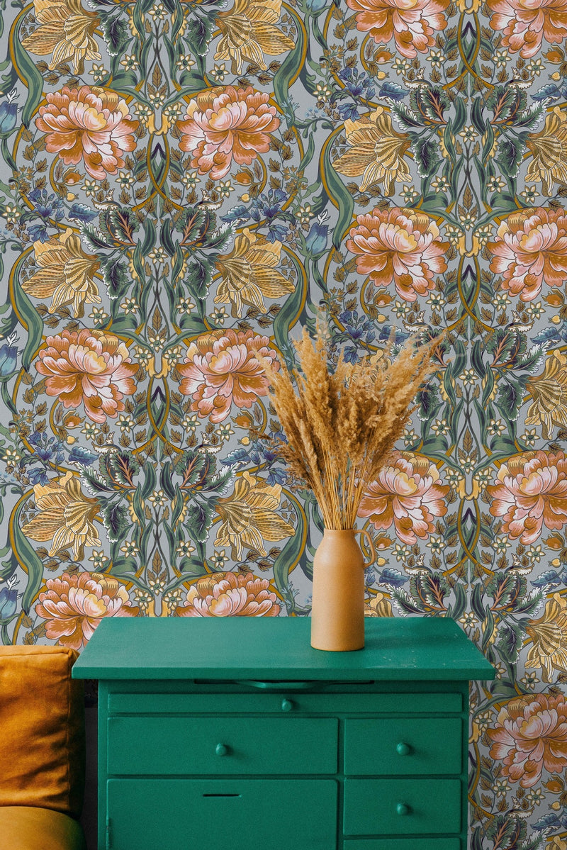 8800011 Belle-epoque Blue Metamorphosis Wallpaper by Coordonné