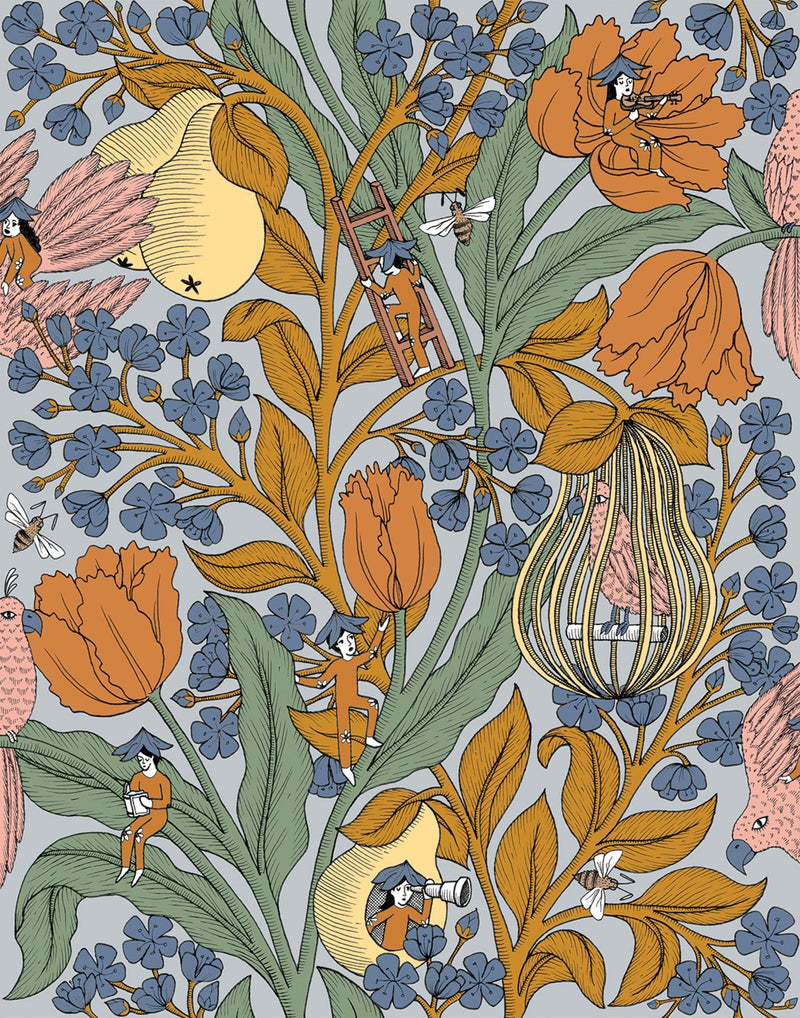 8800015 Neo-belle-epoque Blue Metamorphosis Wallpaper by Coordonné