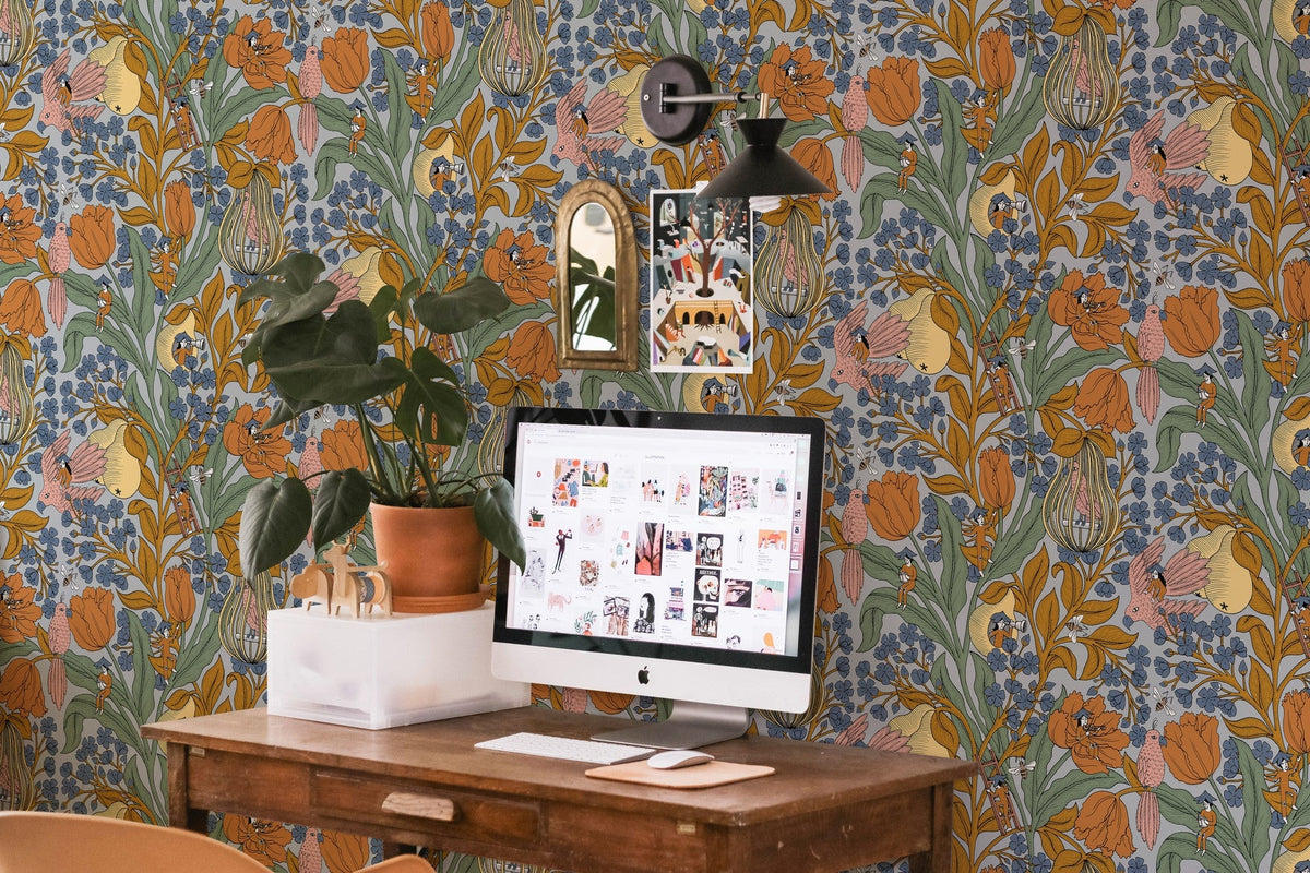 8800015 Neo-belle-epoque Blue Metamorphosis Wallpaper by Coordonné