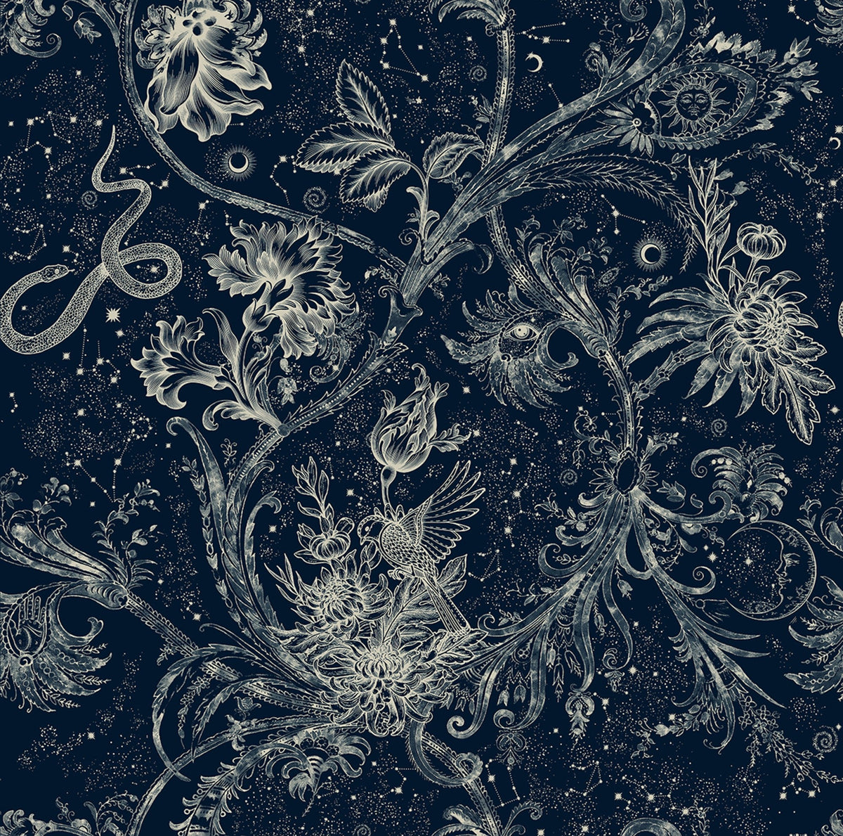 8800027 Neo-mithology Navy Metamorphosis Wallpaper by Coordonné