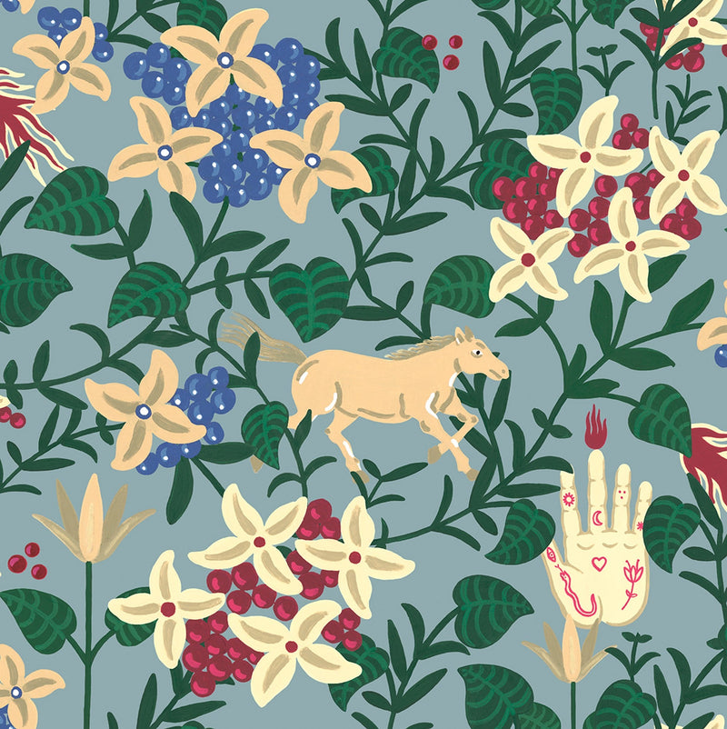 8800045 Neo-flowery Blue Metamorphosis Wallpaper by Coordonné