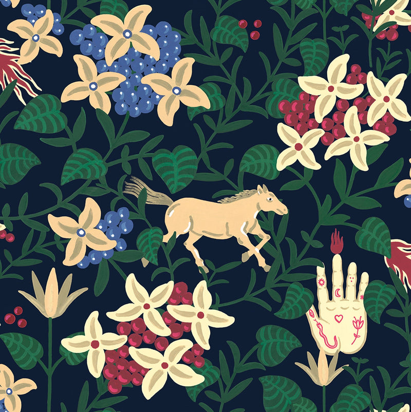 8800046 Neo-flowery Navy Metamorphosis Wallpaper by Coordonné