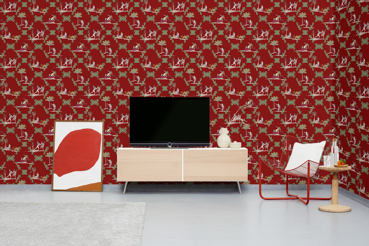 8800055 Neo-bucolic Red Metamorphosis Wallpaper by Coordonné
