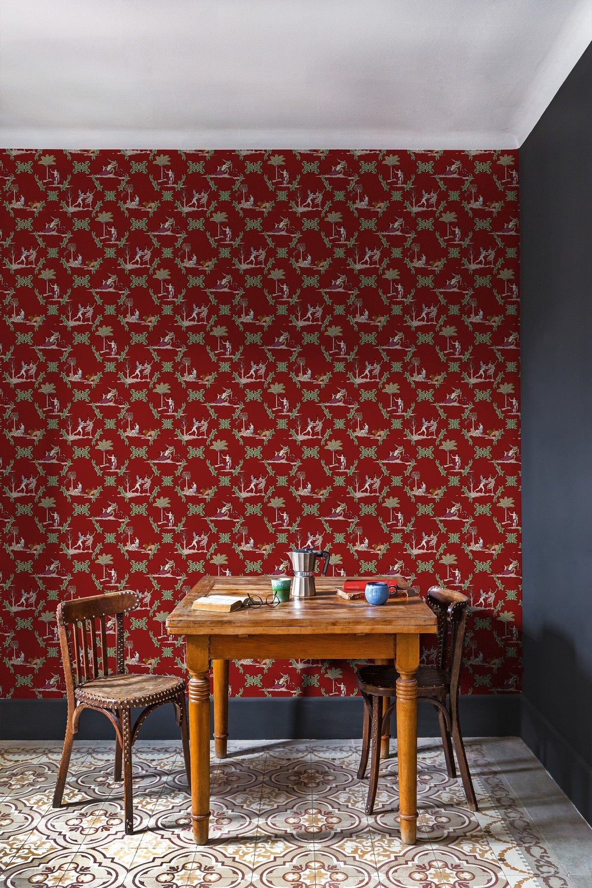 8800055 Neo-bucolic Red Metamorphosis Wallpaper by Coordonné