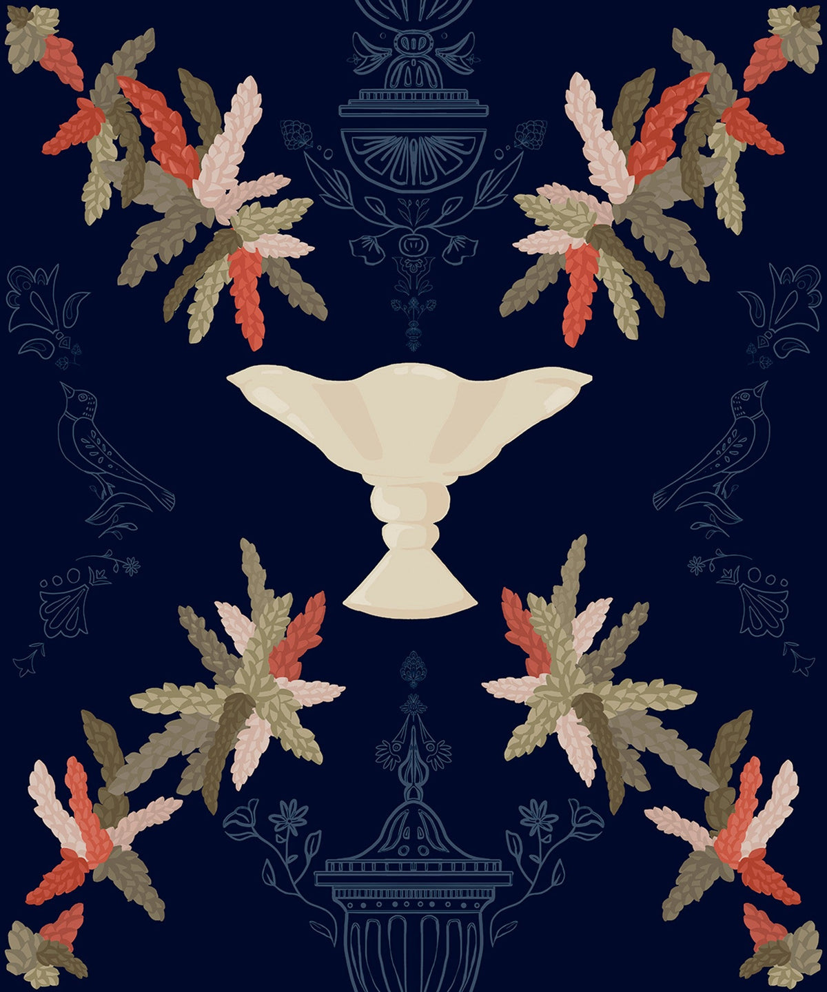 8800065 Neo-rococo Navy Metamorphosis Wallpaper by Coordonné