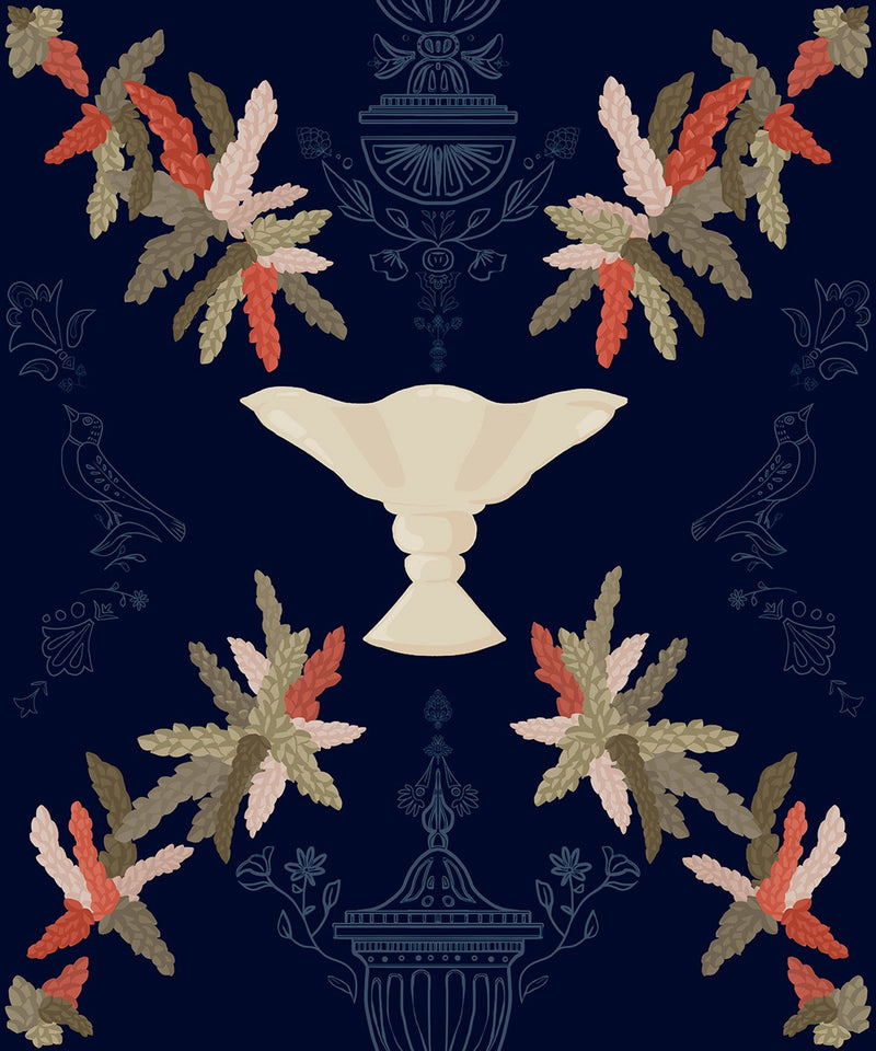 8800065 Neo-rococo Navy Metamorphosis Wallpaper by Coordonné