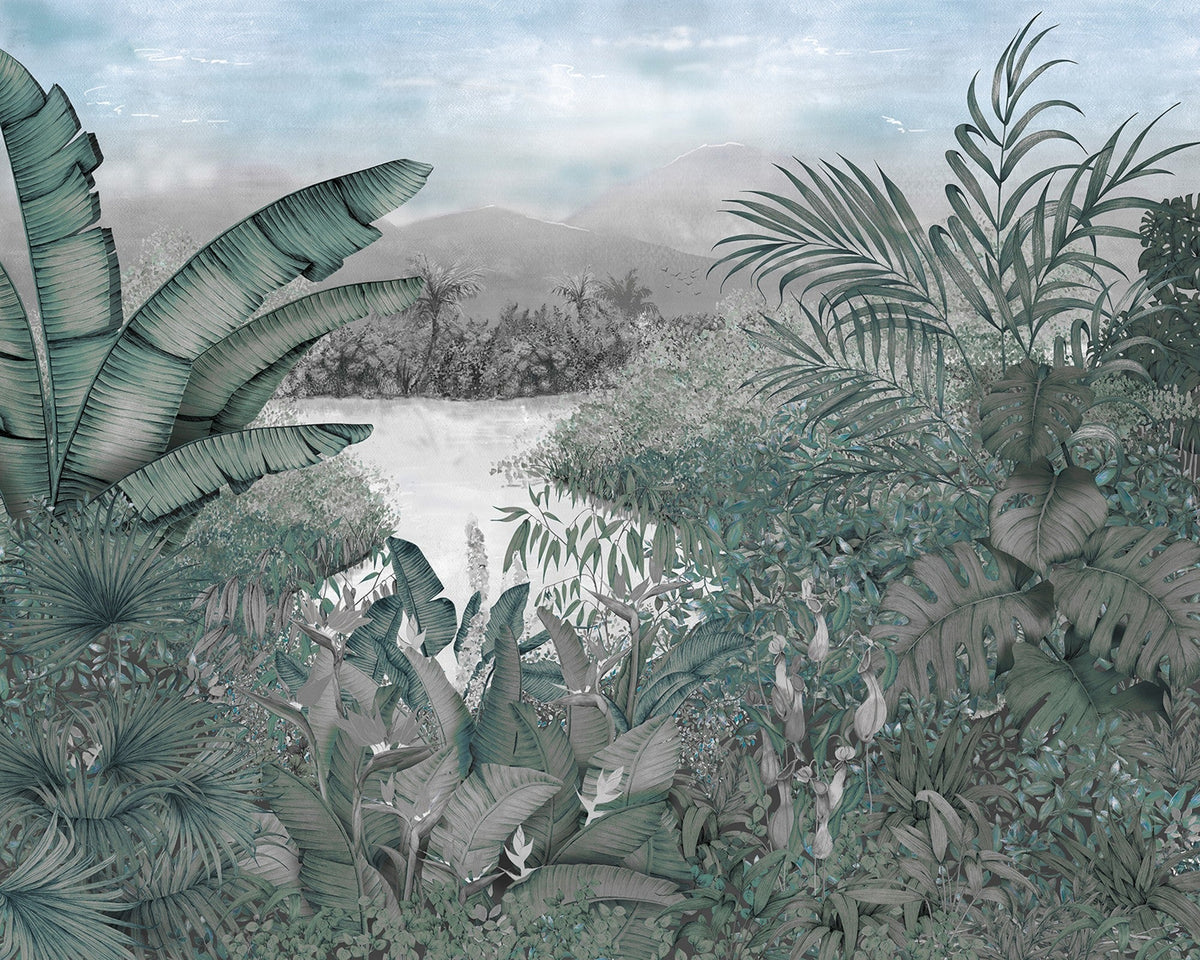 8800111 Neo-colonial Blue Metamorphosis Mural by Coordonné (350x280cm)