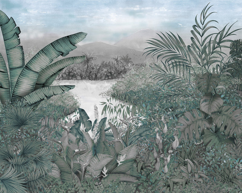 8800111 Neo-colonial Blue Metamorphosis Mural by Coordonné (350x280cm)