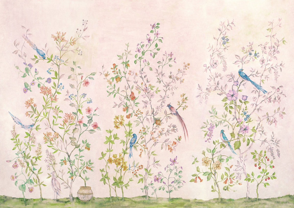 8800122 Tea Garden Pink Metamorphosis Mural by Coordonné (400x280cm)