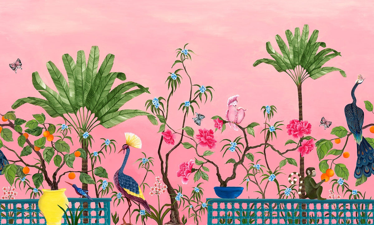 8800130 Neo-Tea Garden Pink Metamorphosis Mural by Coordonné (450x280cm)