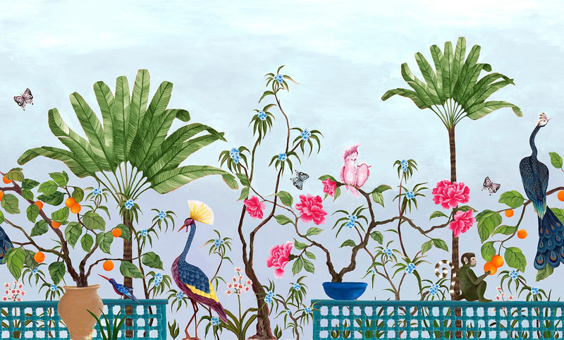 8800131 Neo-Tea Garden Blue Metamorphosis Mural by Coordonné (450x280cm)