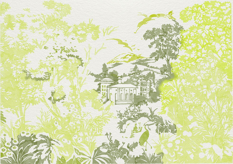 8800151 Neo-tapestry Lime Metamorphosis Mural by Coordonné (400x280cm)