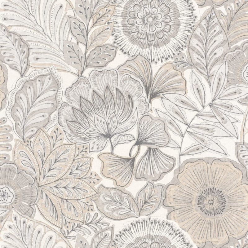 BALI88150920 Batik Bali Blanc coton Wallpaper by Casadeco