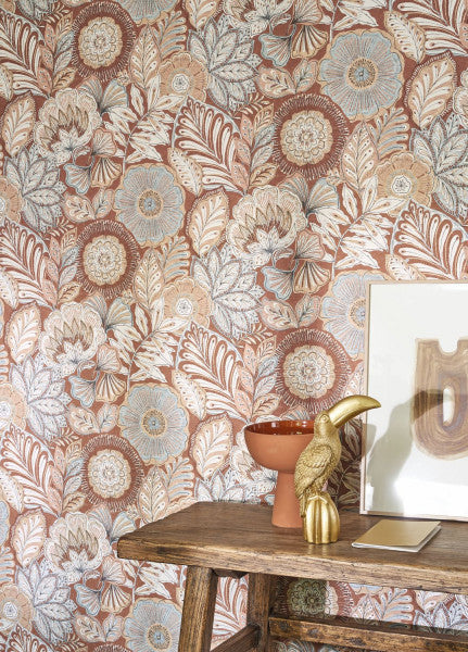 BALI88153482 Batik Bali Terracotta Wallpaper by Casadeco
