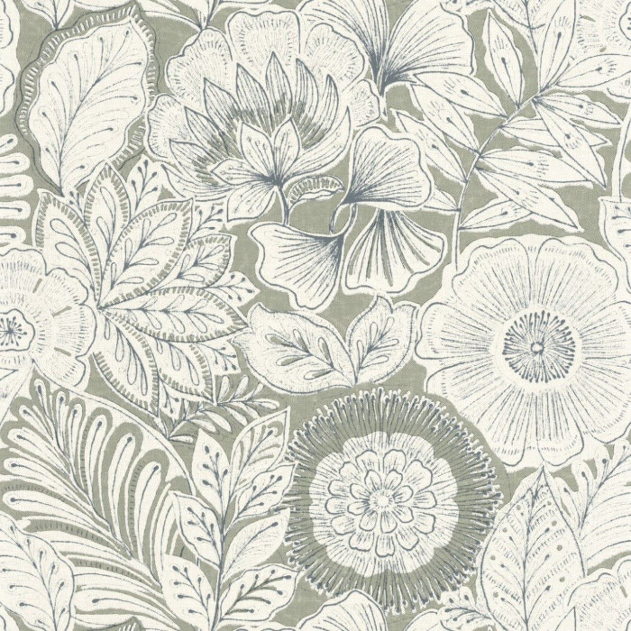 BALI88157211 Batik Bali Vert sauge Wallpaper by Casadeco