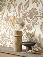 BALI88161425 Etourneau Bali Beige Cognac Wallpaper by Casadeco