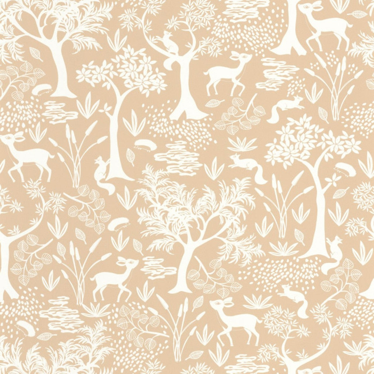 88262597 Poetic Forest Once Upon A Time Beige Camel Wallpaper by Casadeco
