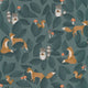 Woodland Friends Once Upon A Time Bleu encre Wallpaper by Casadeco
