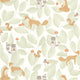 Woodland Friends Once Upon A Time Vert amande Wallpaper by Casadeco