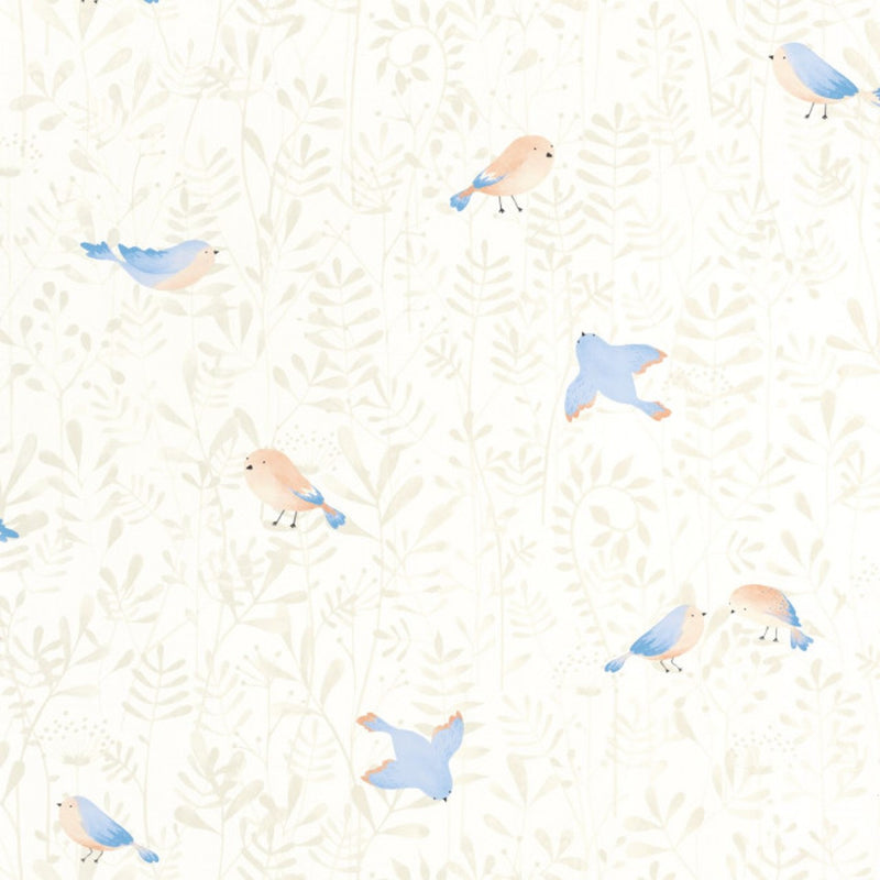 88316471 Flying Bird Once Upon A Time Bleu ciel Wallpaper by Casadeco