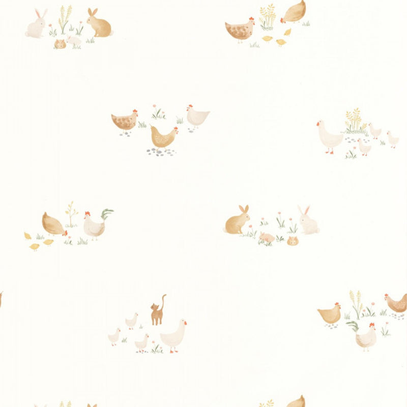 88372658 Companions Of The Farm Once Upon A Time Terracotta Wallpaper by Casadeco