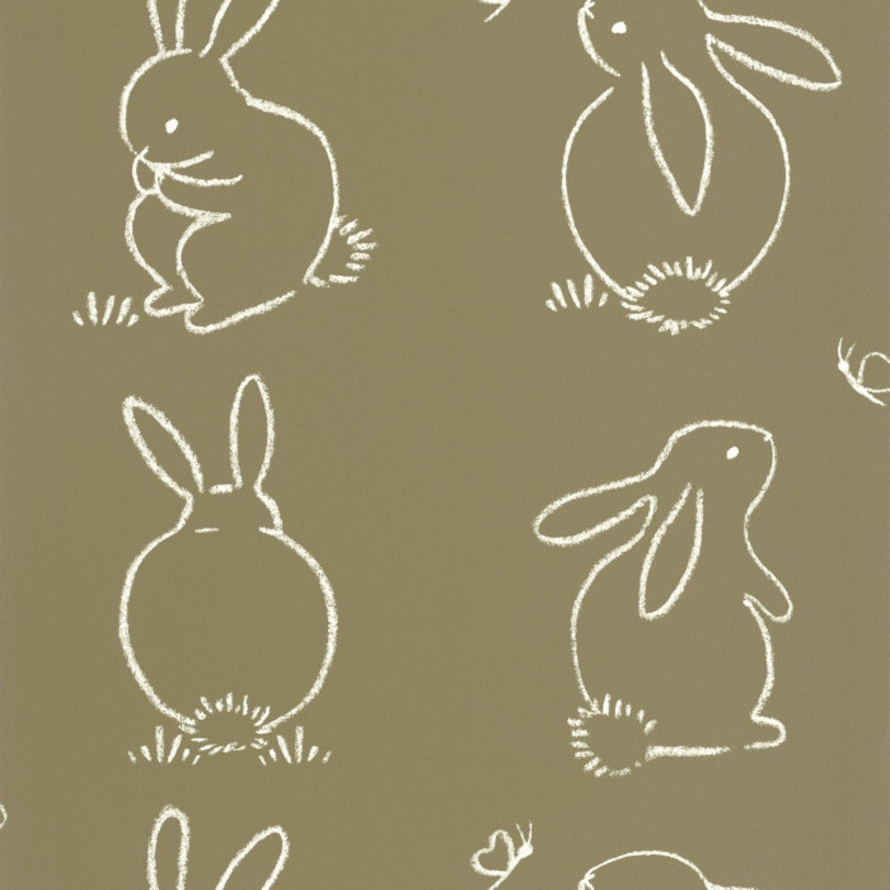 88387526 Funny Bunny Once Upon A Time Vert Kaki Wallpaper by Casadeco