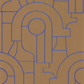 Arty Bleu Indigo Iconic Wallpaper by Casadeco