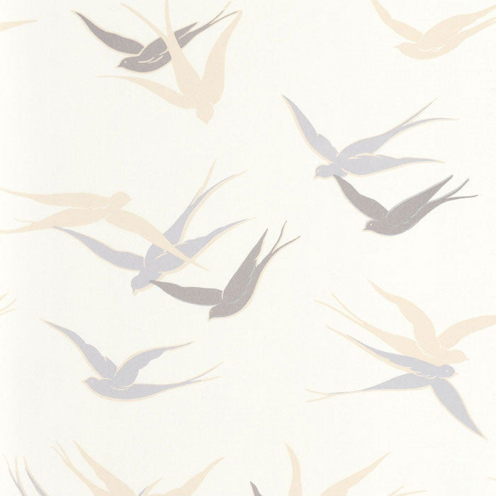 88630212 Swallow Twenties Blanc Neige Wallpaper by Casadeco
